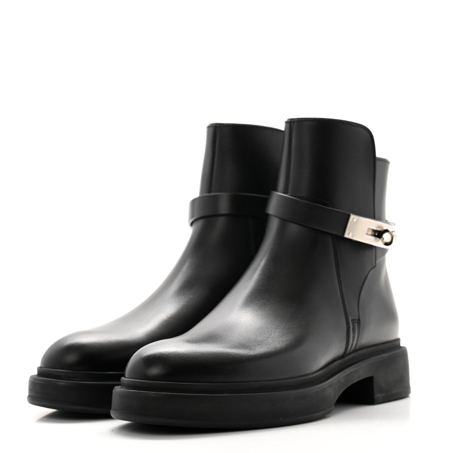 Hermes Calfskin Veo Ankle Boots 35 Black 3 of 9