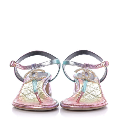 Chanel Goatskin Fantasy CC Pearl Thong Sandals 38 Multicolor 3 of 13