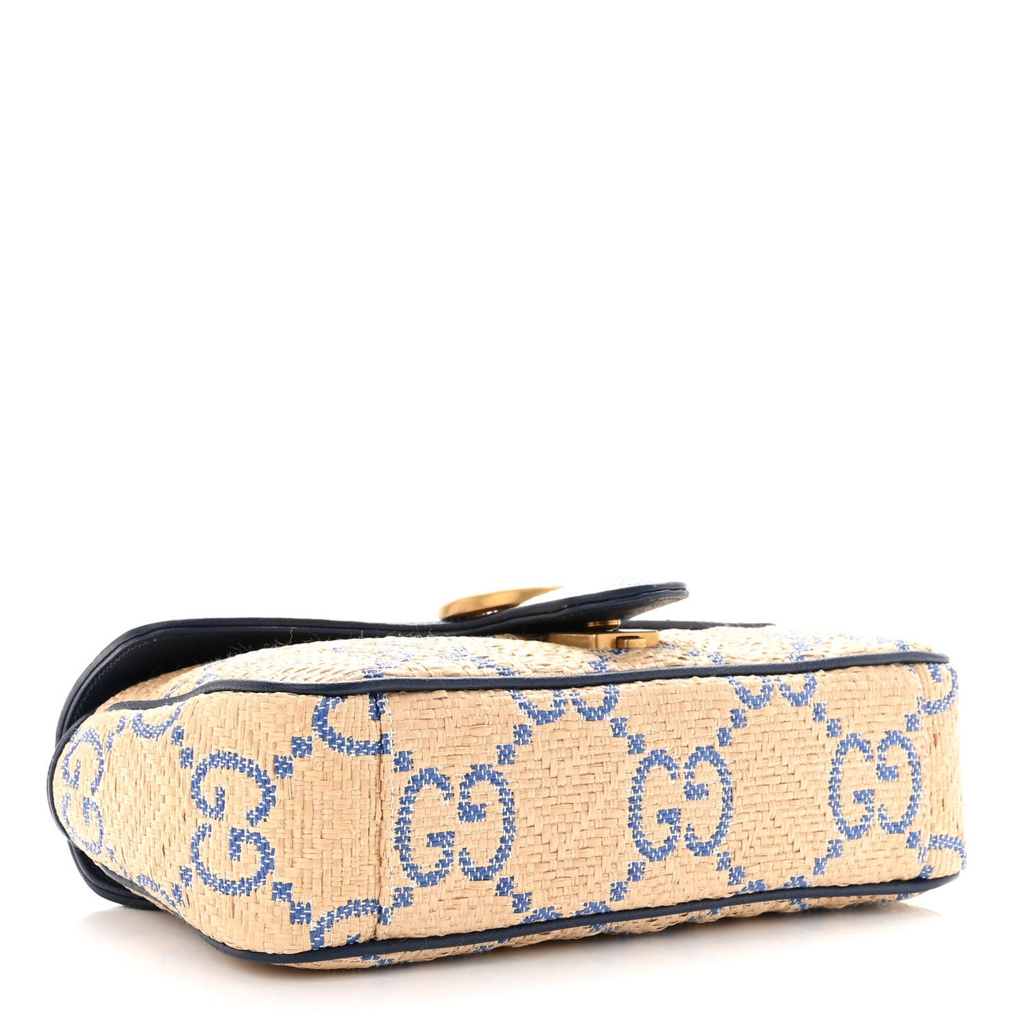 Raffia GG Monogram Matelasse Small GG Marmont Shoulder Bag Natural Royale Off White