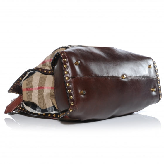 House Check Studded Large Greenham Tote Dark Tan