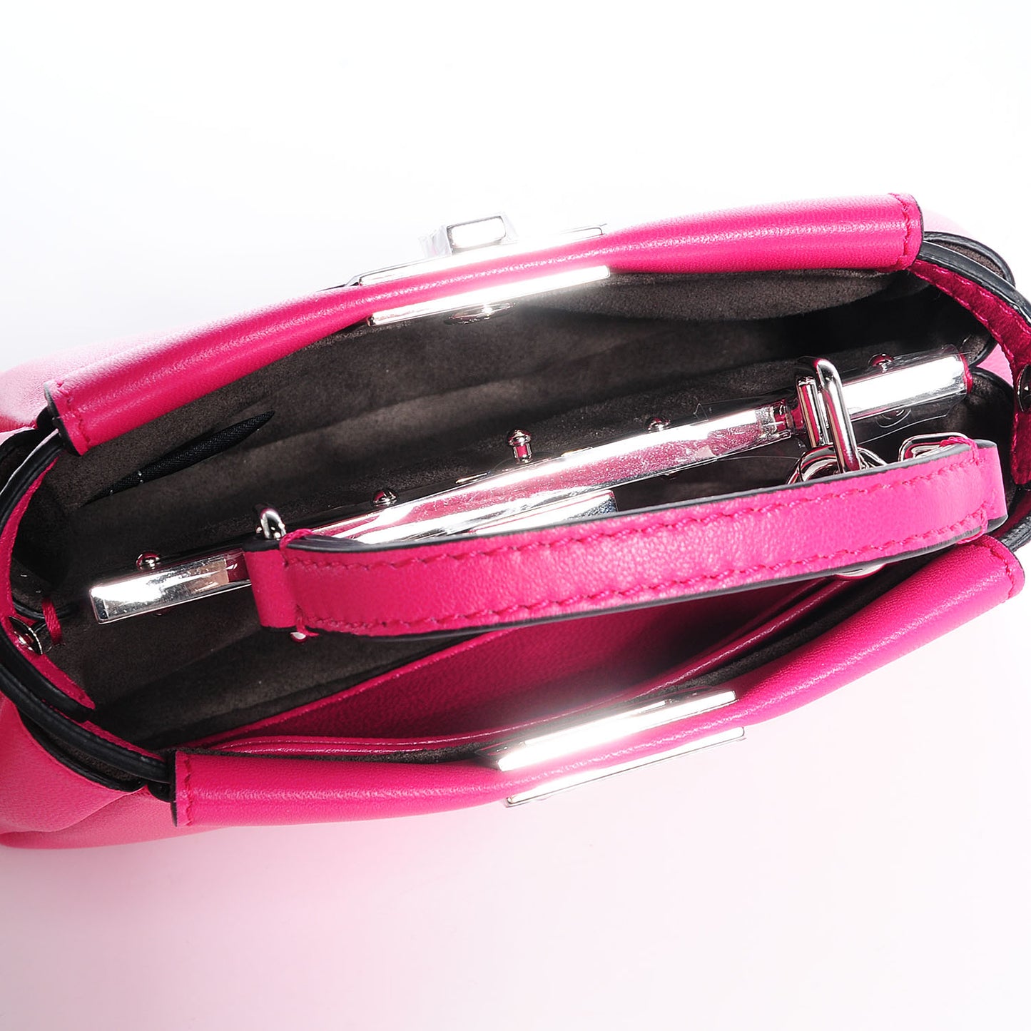 Shiny Nappa Micro Peekaboo Iconic Satchel Fuxia