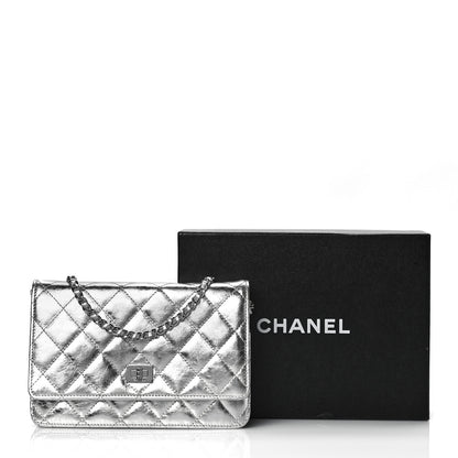 Chanel Metallic Aged Calfskin Quilted Reissue Wallet On Chain WOC Silver 10 of 10