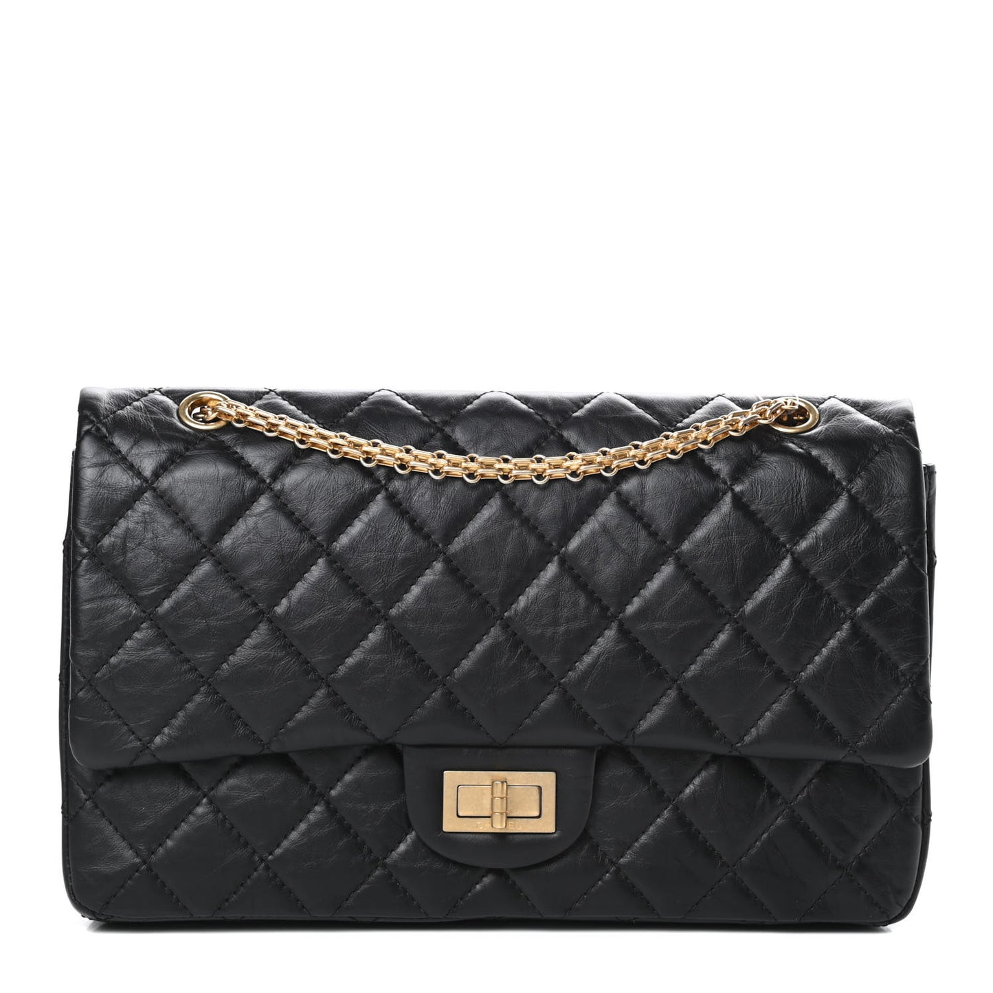 Aged Calfskin Quilted 2.55 Reissue 227 Flap Black