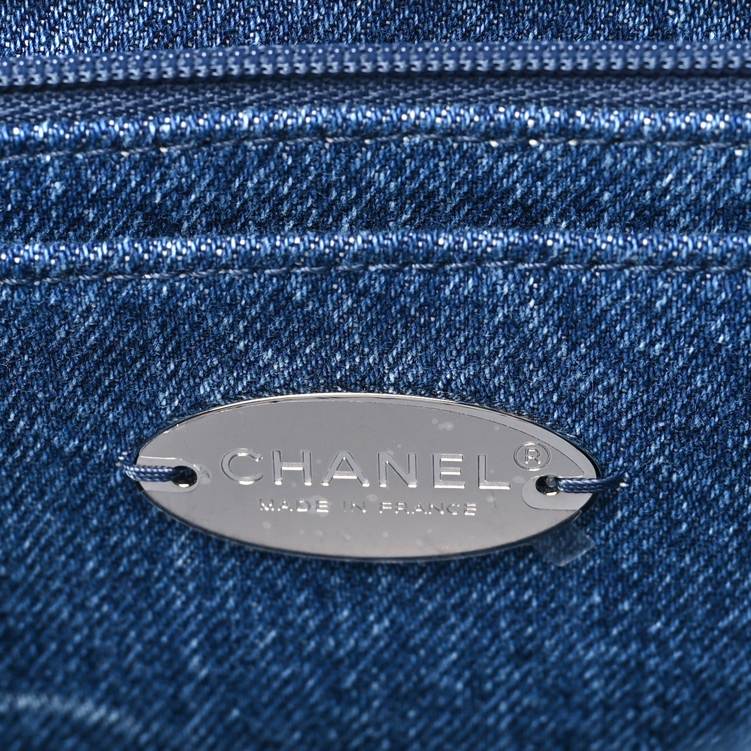 Chanel Denim Quilted CC Print Jumbo Single Flap Blue 6 of 10