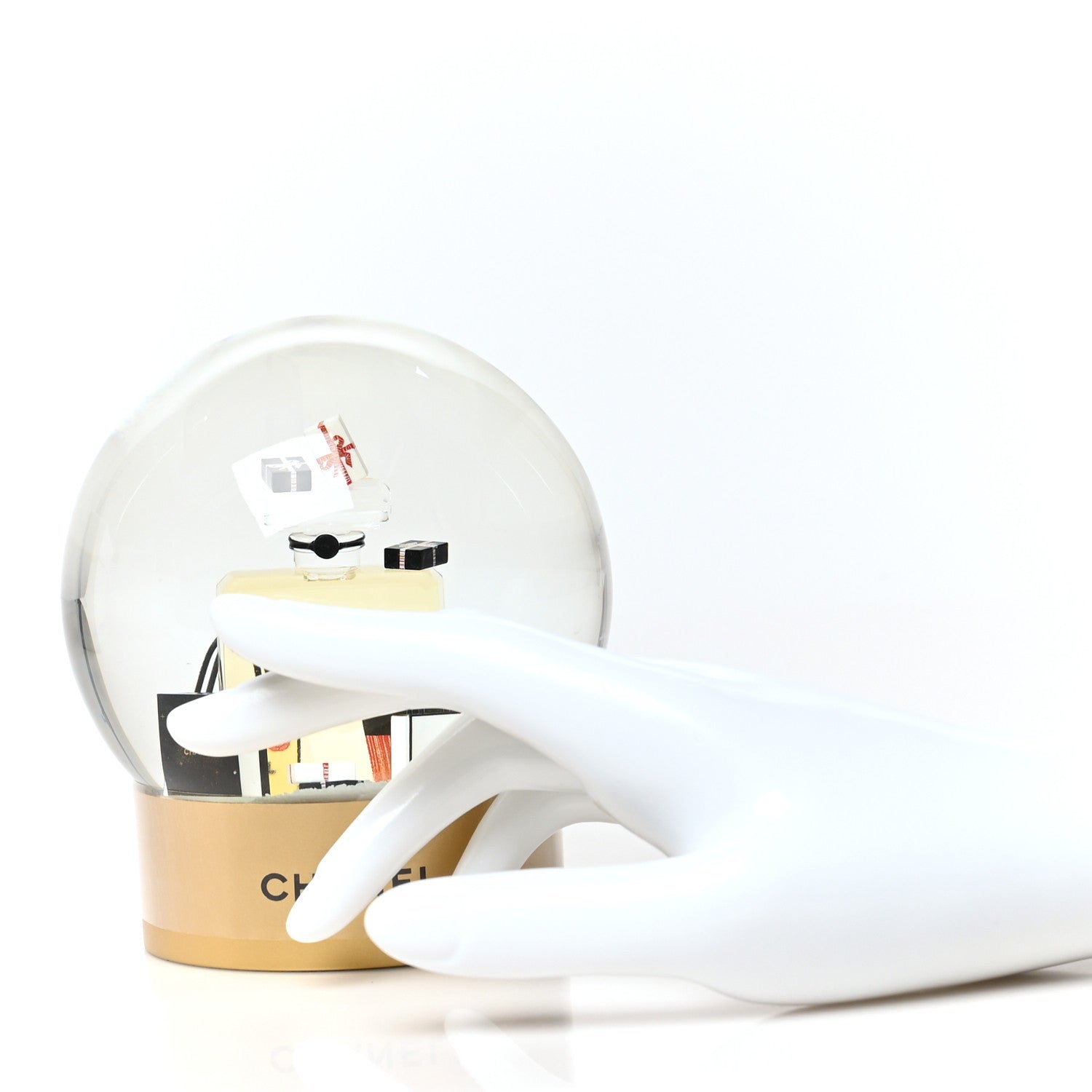 Chanel Glass N°5 Perfume Bottle Snow Globe Gold 2 of 9