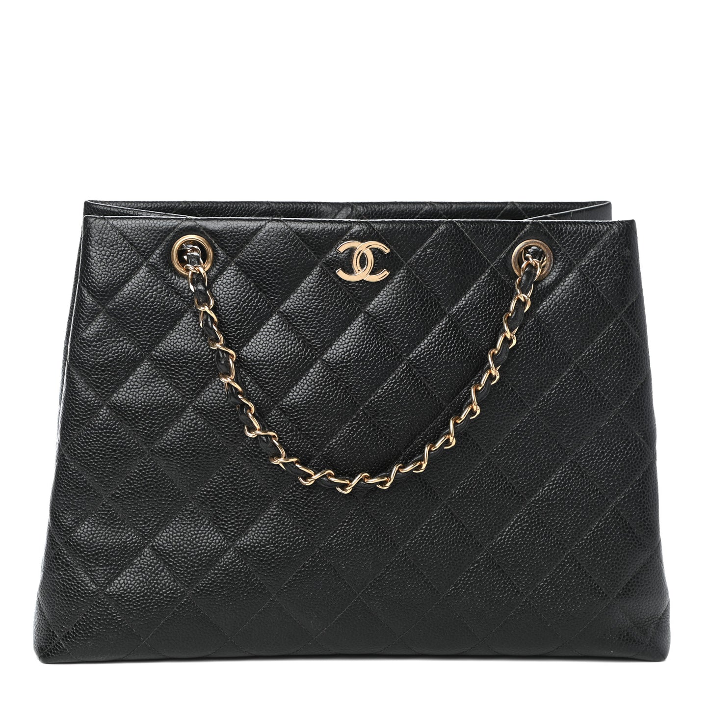 Caviar Quilted Shopper Tote Black