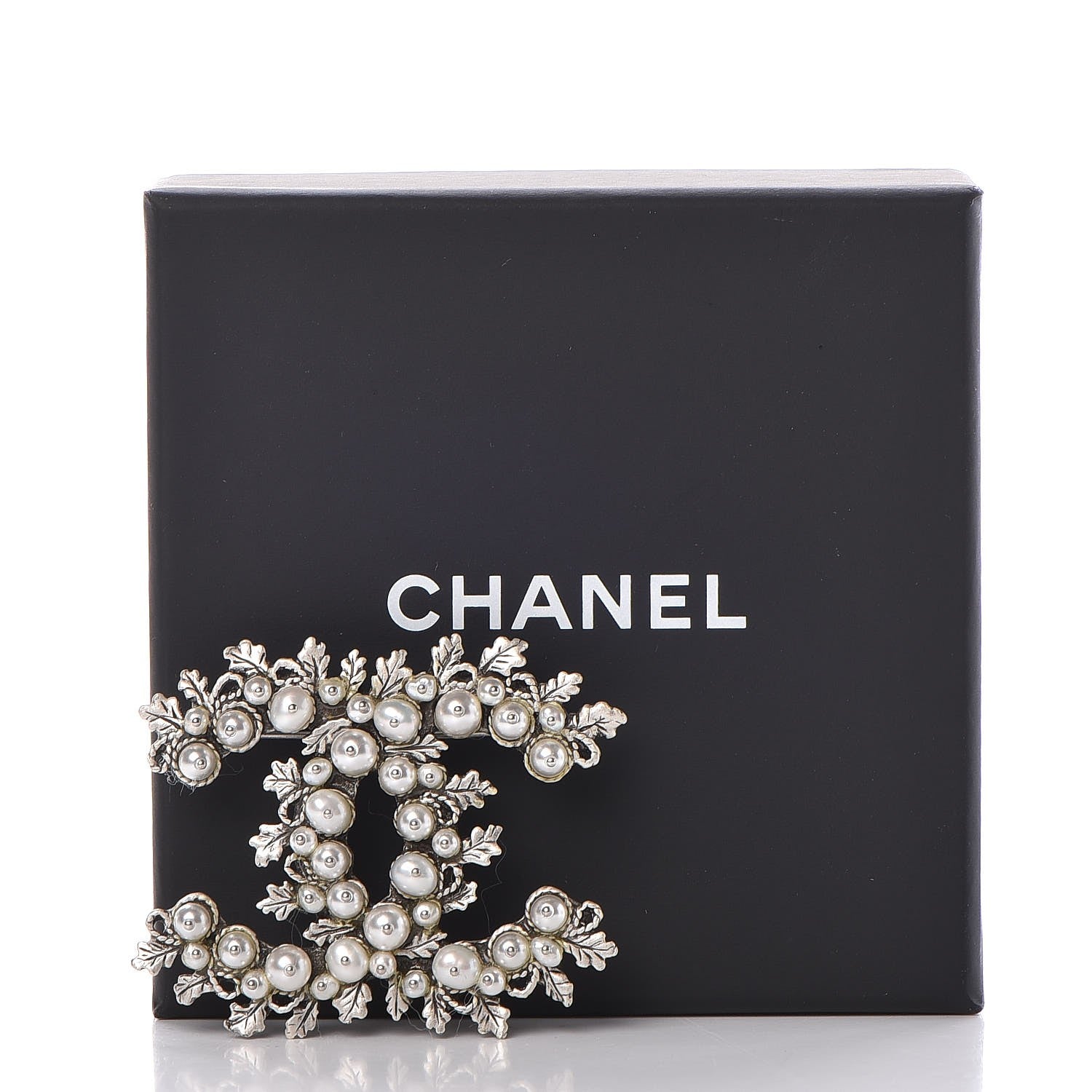 Chanel Pearl CC Flower Brooch Silver 5 of 5