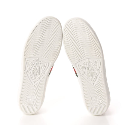 Gucci Calfskin Ayers Web Bee Embroidered Womens Ace Sneakers 38.5 White Green 6 of 10