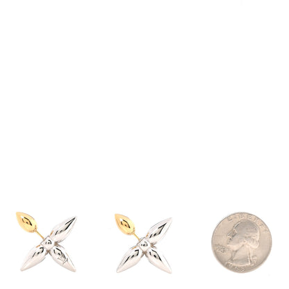 Louis Vuitton Metal Louisette Earrings Silver Gold 2 of 4