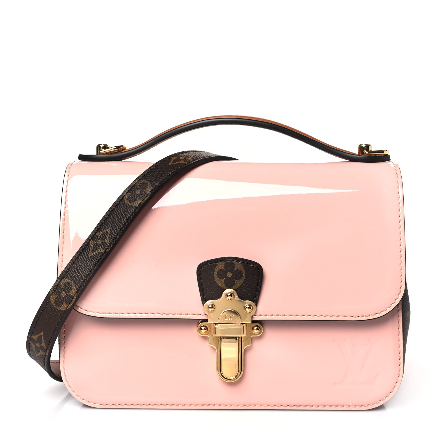 Louis Vuitton Patent Calfskin Monogram Cherrywood BB Rose Ballerine 1 of 8