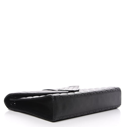 Saint Laurent Grain De Poudre Textured Mixed Matelasse Large Triquilt Monogram Monochrome Satchel Black 3 of 13