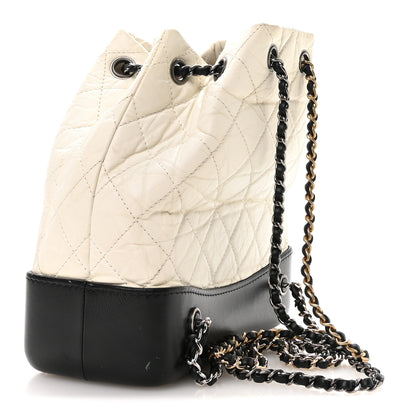 Chanel Aged Calfskin Quilted Small Gabrielle Backpack Black White 3 of 10