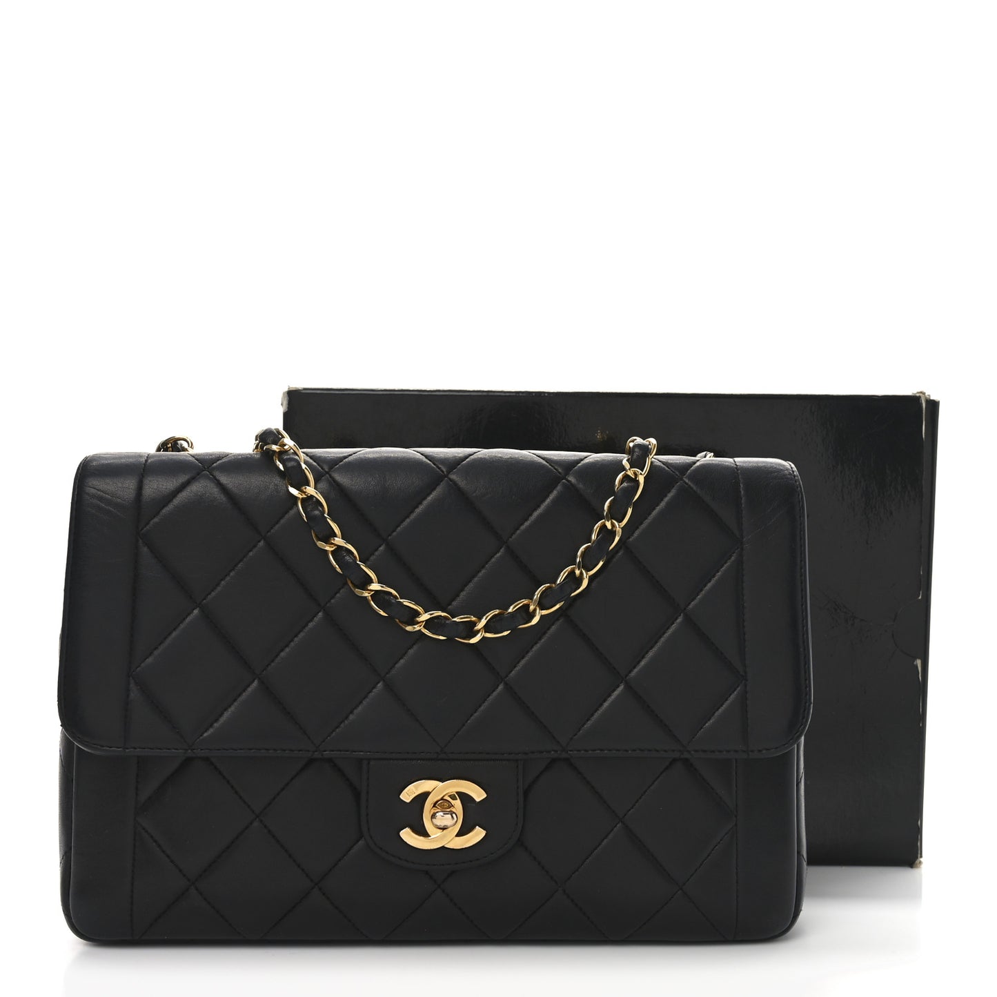 Lambskin Quilted Medium Single Flap Black