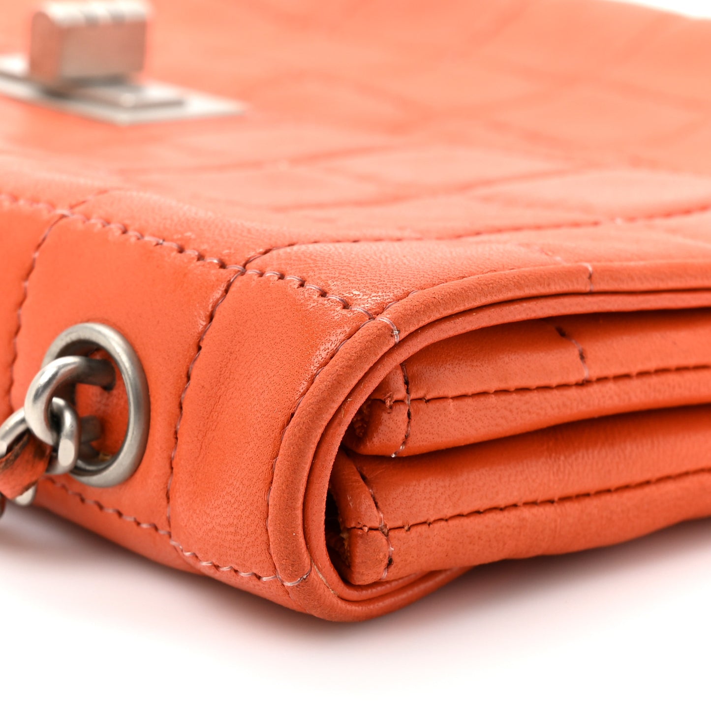 Lambskin Chocolate Bar Mademoiselle Flap Orange