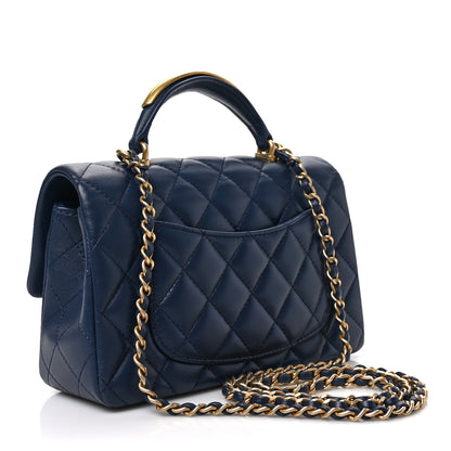 Chanel Lambskin Quilted Mini Metal Top Handle Rectangular Flap Blue 3 of 10