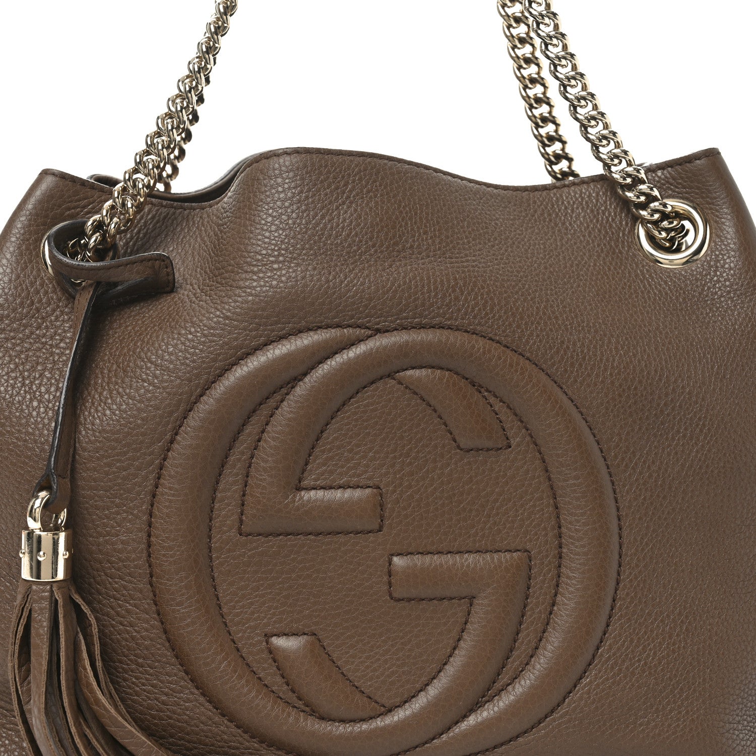 Gucci Pebbled Calfskin Medium Soho Chain Shoulder Bag Maple Brown 8 of 10