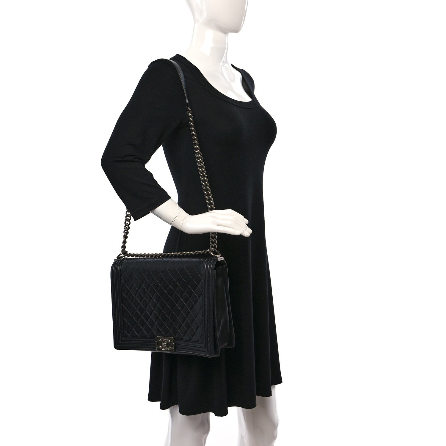 Chanel Lambskin Quilted Large Boy Flap Black 2 of 7