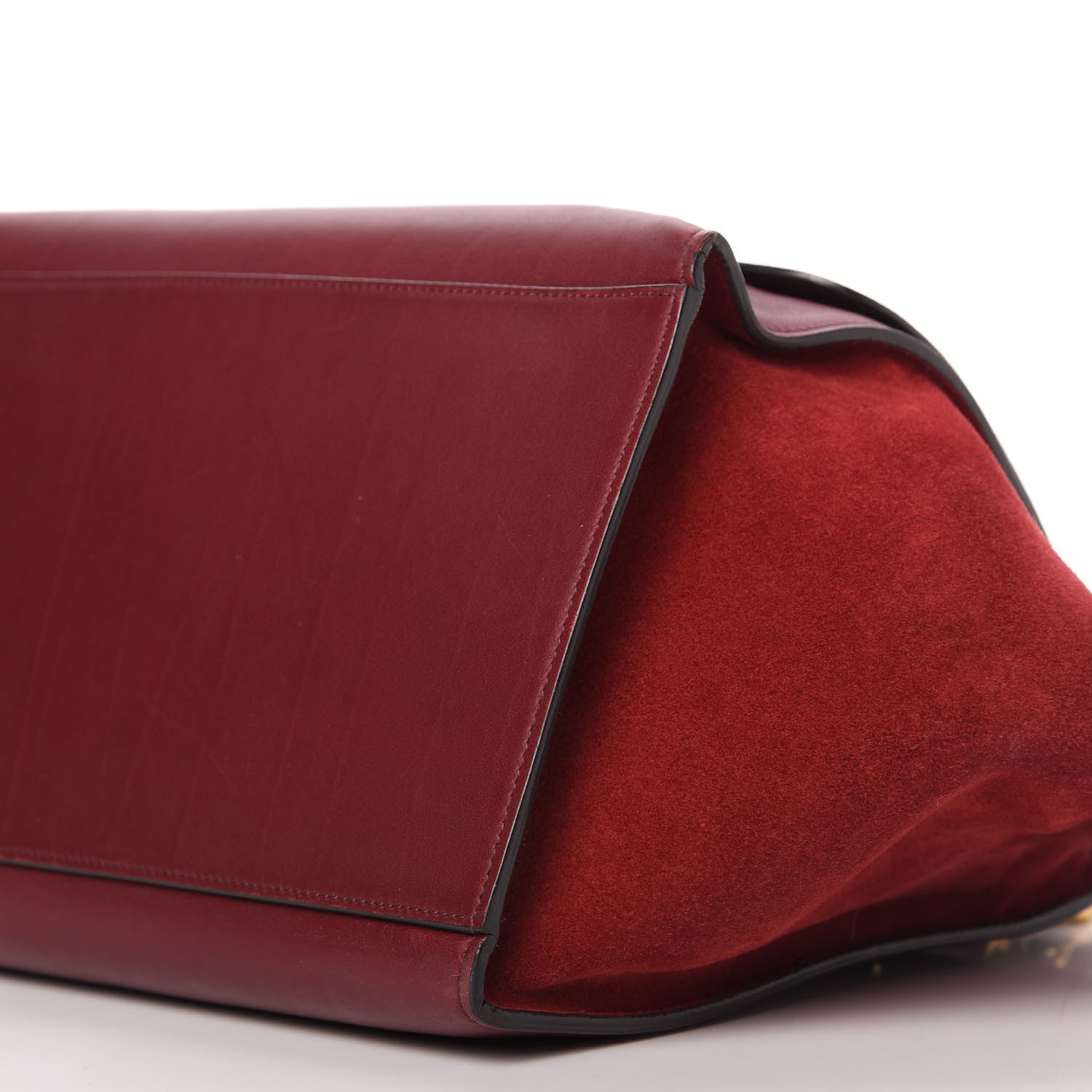 Celine Drummed Calfskin Suede Medium Trapeze Burgundy 9 of 16