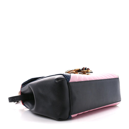 Gucci Calfskin Bamboo Trapuntata Queen Margaret Top Handle Bag Blue Agata Hibiscus Red Mystic White Sugar Pink 4 of 15