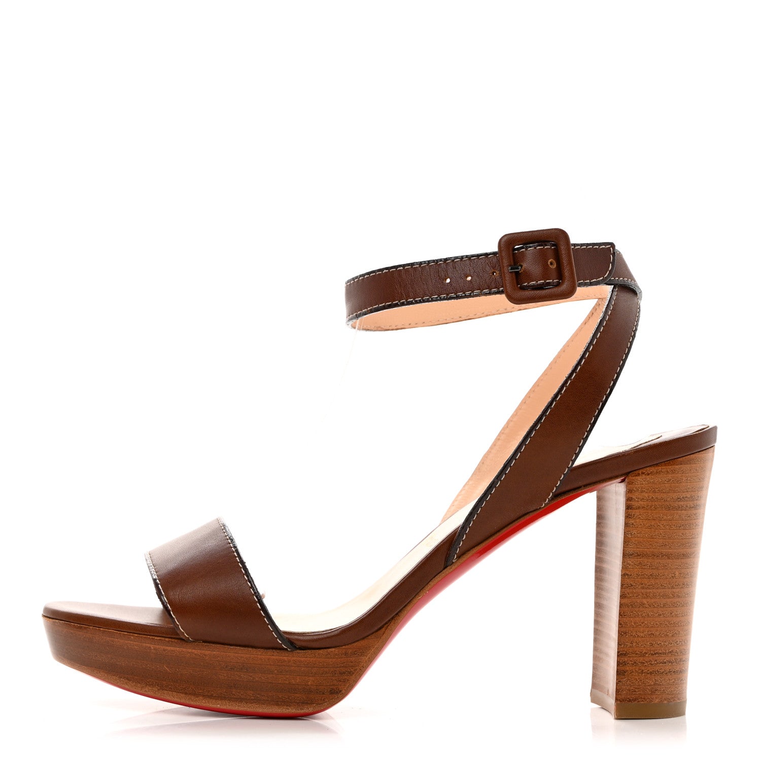 Christian Louboutin Nappa Loubi Bee Alta 130 Sandals 38.5 Cuoio 1 of 8