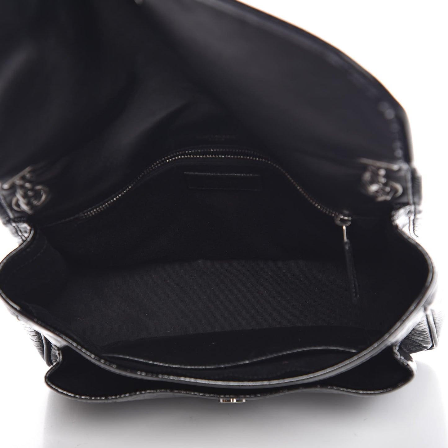 Patent Crocodile Embossed Lambskin Monogram Medium Niki Chain Satchel Black