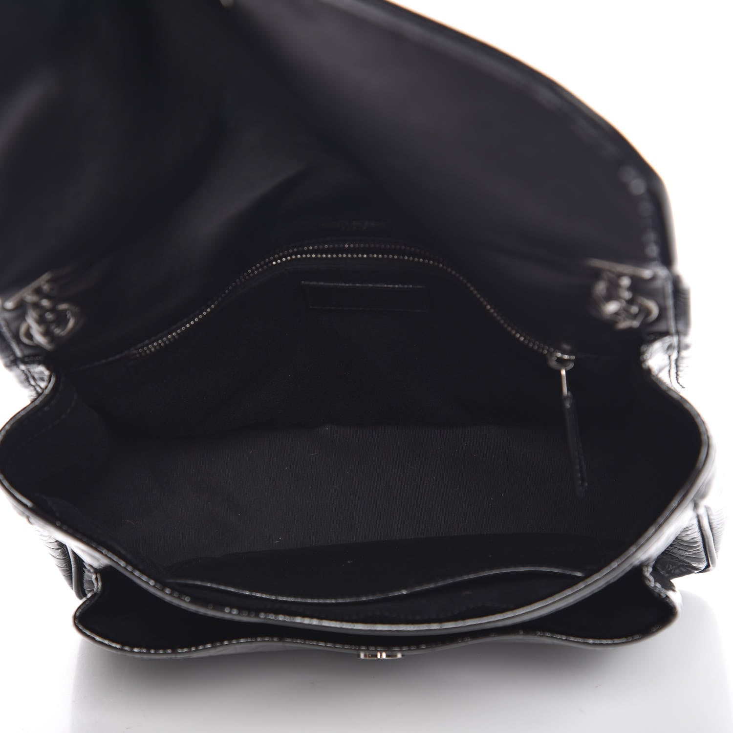 Saint Laurent Patent Crocodile Embossed Lambskin Monogram Medium Niki Chain Satchel Black 5 of 9