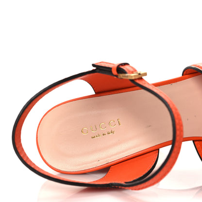 Gucci Cosmos Softy Calfskin Wooden Interlocking G Cut-Out 30/120mm Platform Sandals 40 Deep Orange 8 of 9