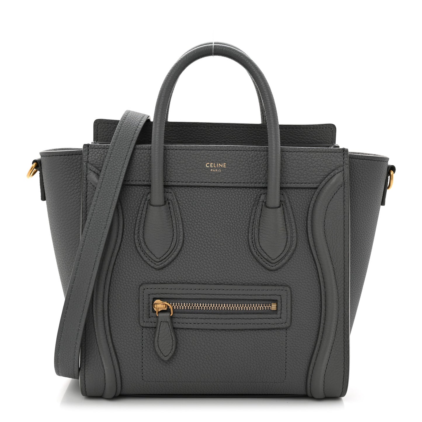 Drummed Calfskin Nano Luggage  Kohl