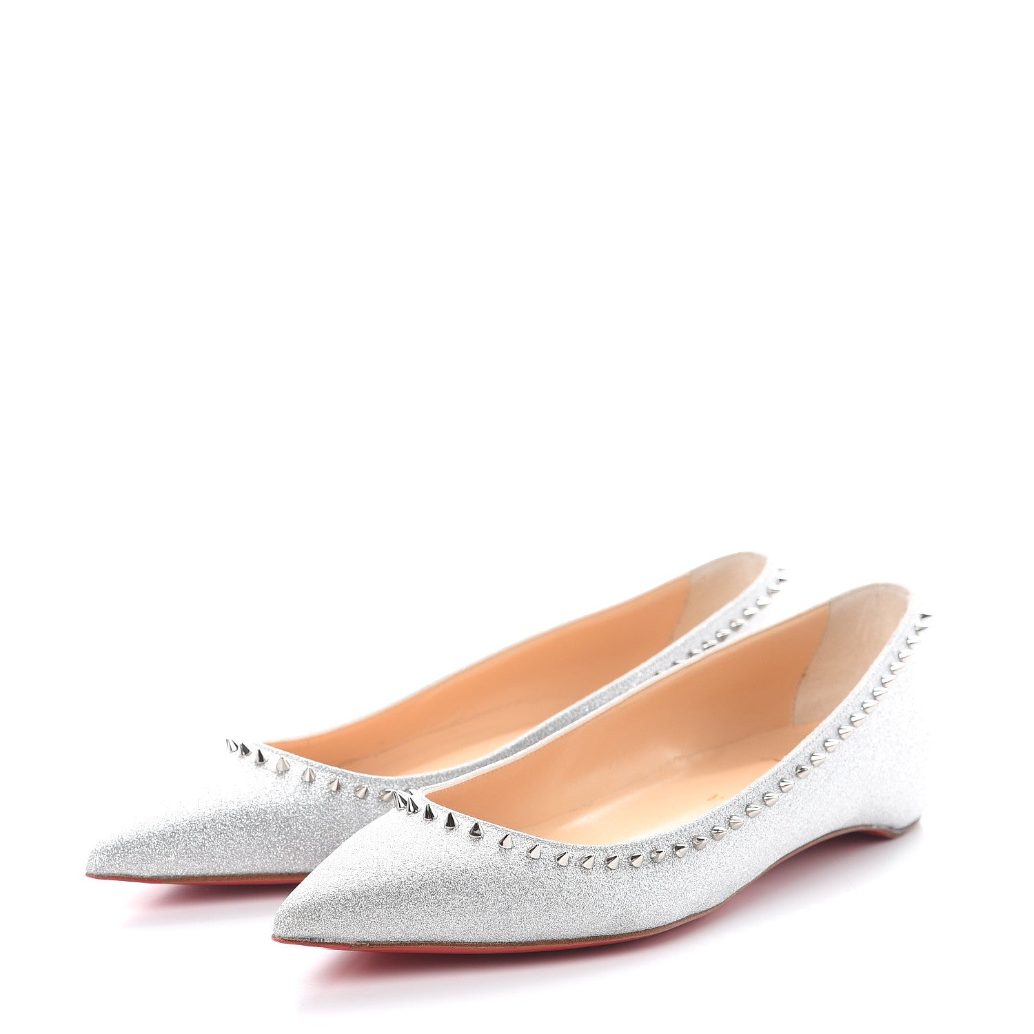Christian Louboutin Mini Glitter Anjalina Flats 38 Silver 3 of 7