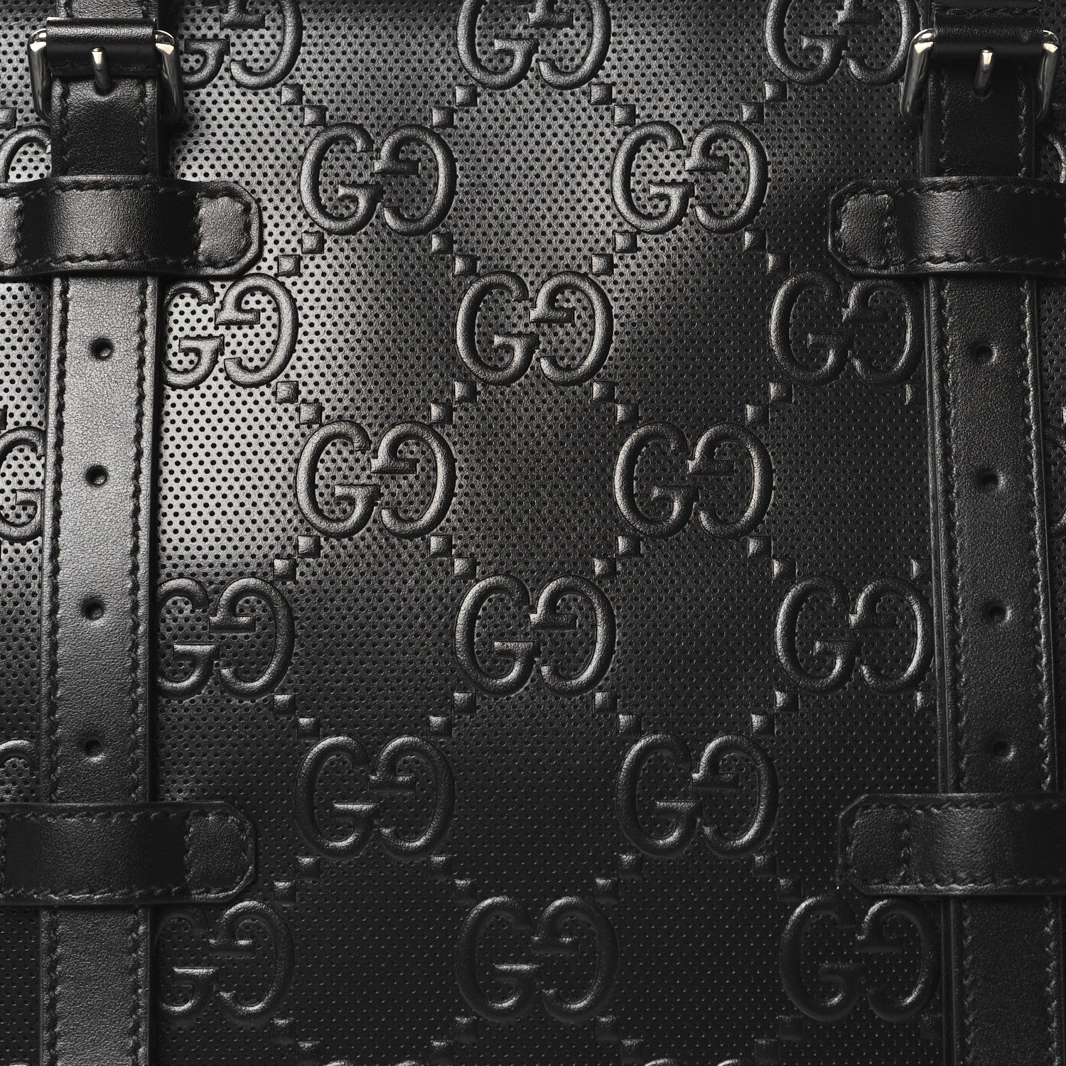 Gucci Calfskin GG Tennis Embossed Tote Bag Black 8 of 10