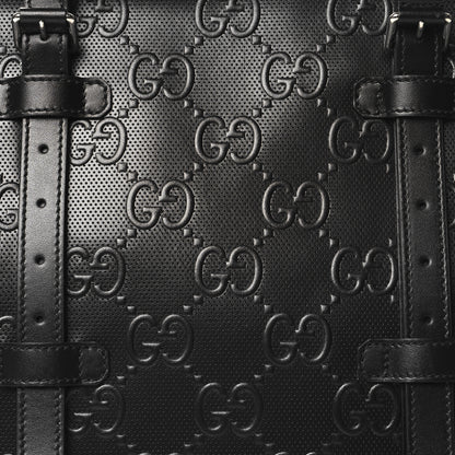 Gucci Calfskin GG Tennis Embossed Tote Bag Black 8 of 10