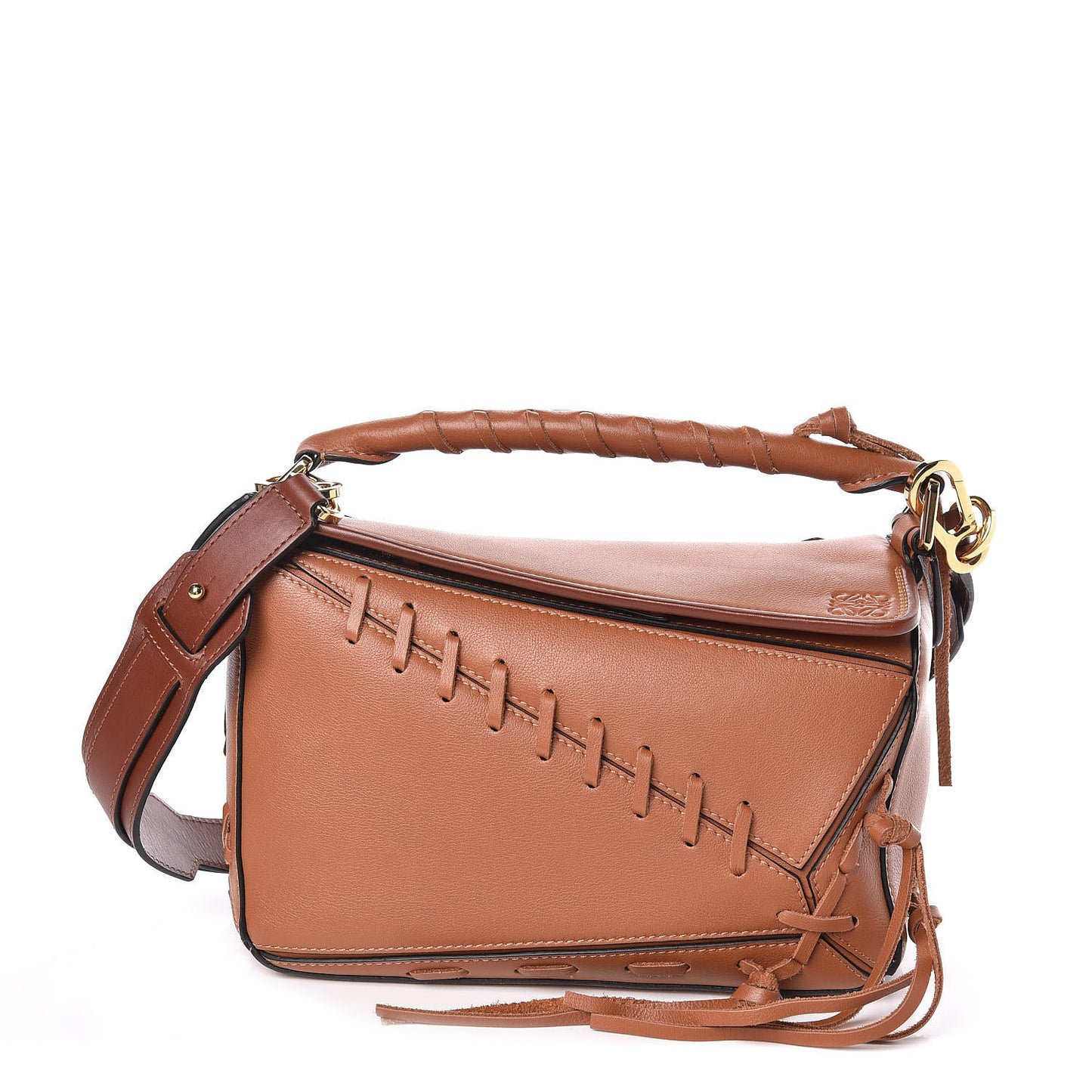 Calfskin Small Laced Puzzle Bag Tan