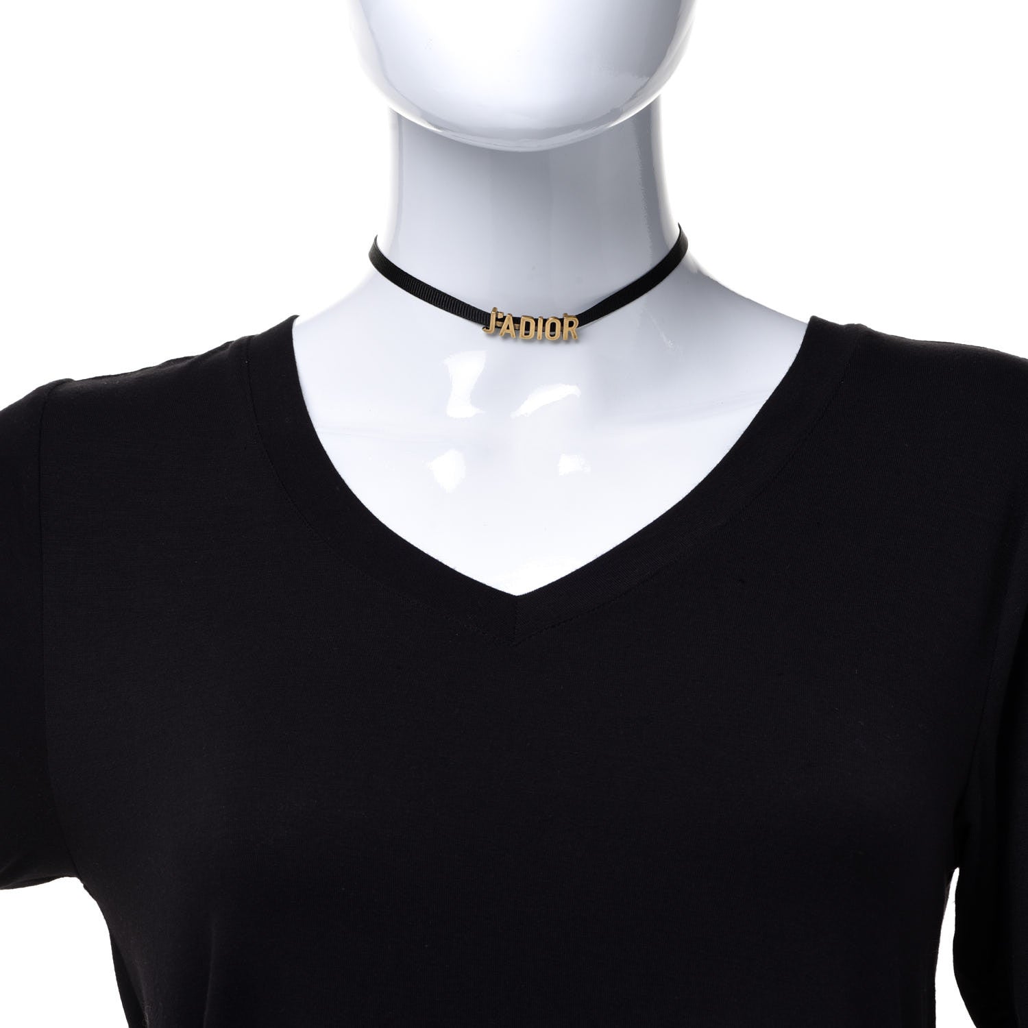 Christian Dior Grosgrain Ribbon J'Adior Logo Choker Necklace Black 2 of 5