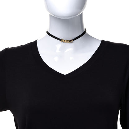Christian Dior Grosgrain Ribbon J'Adior Logo Choker Necklace Black 2 of 5