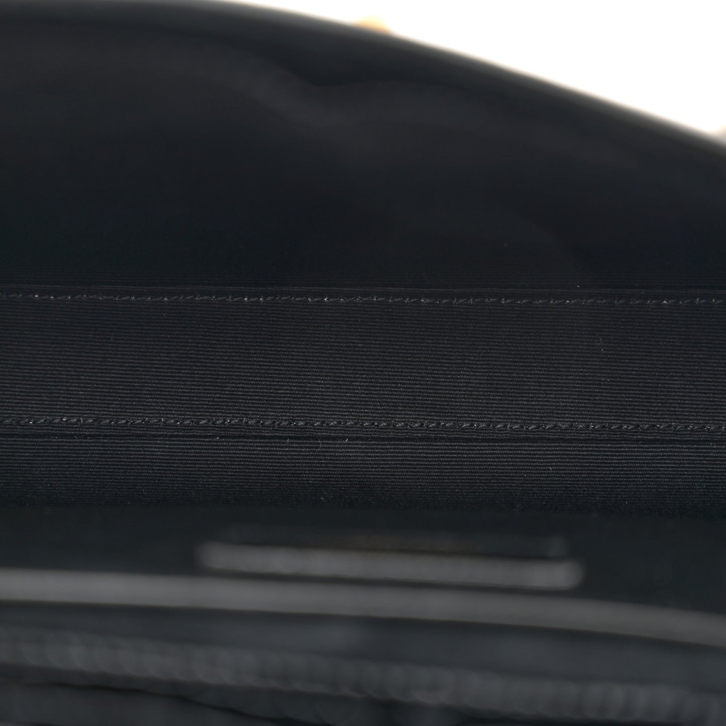 Shiny Calfskin Crocodile Embossed Small Manhattan Baguette Black