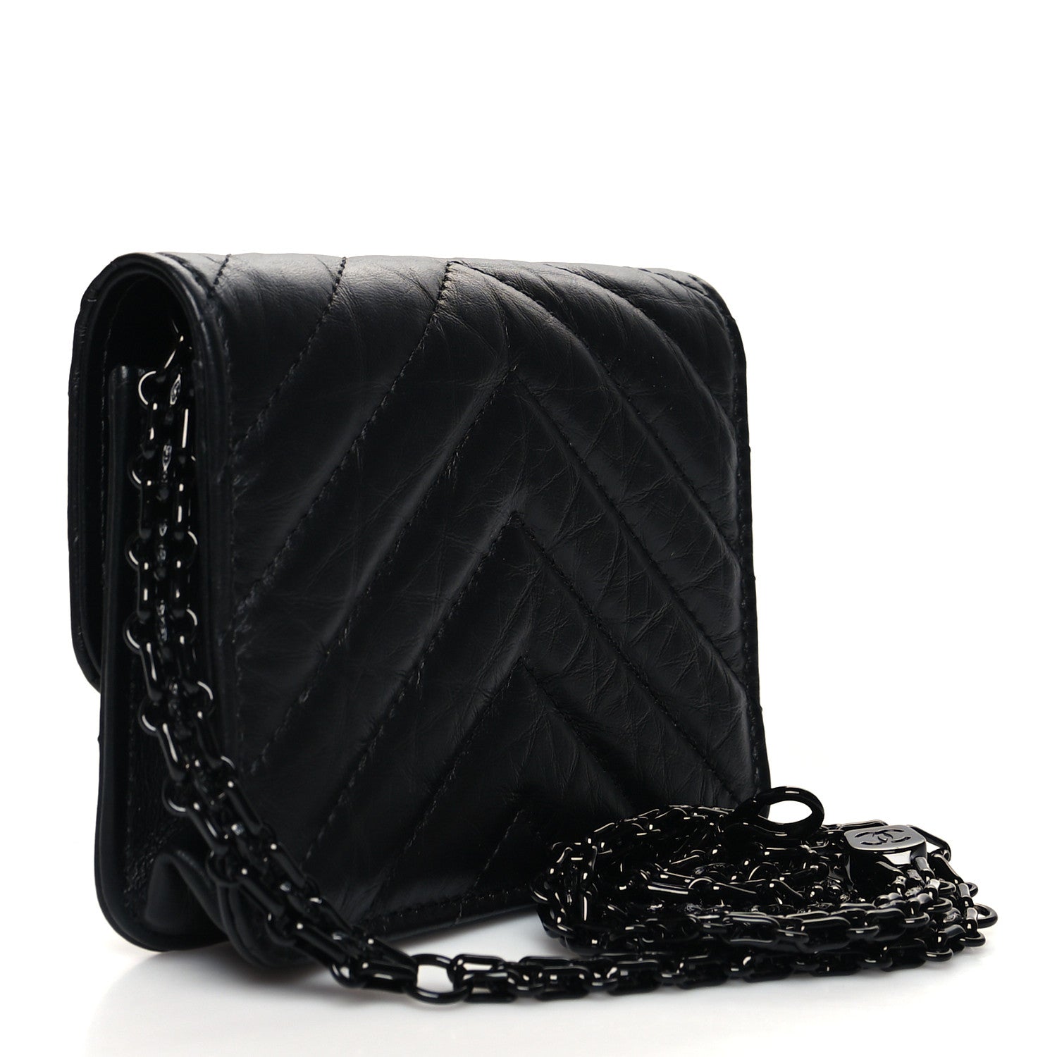Chanel Aged Calfskin Chevron Quilted Reissue Belt Bag Black 2 of 12