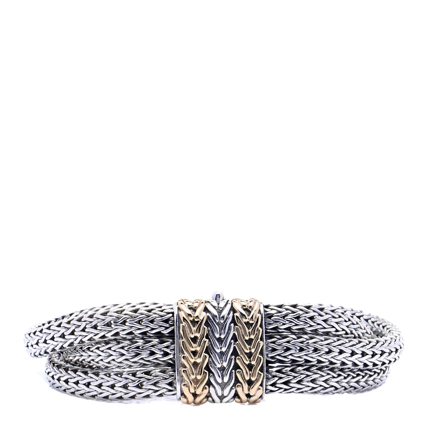 Sterling Silver 18k Yellow Gold Classic Chain 3-Row Bracelet