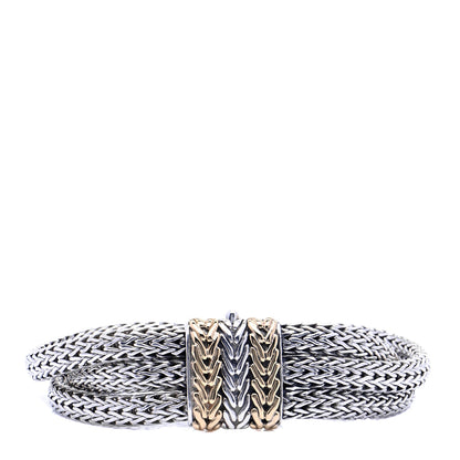 John Hardy Sterling Silver 18k Yellow Gold Classic Chain 3-Row Bracelet 1 of 6