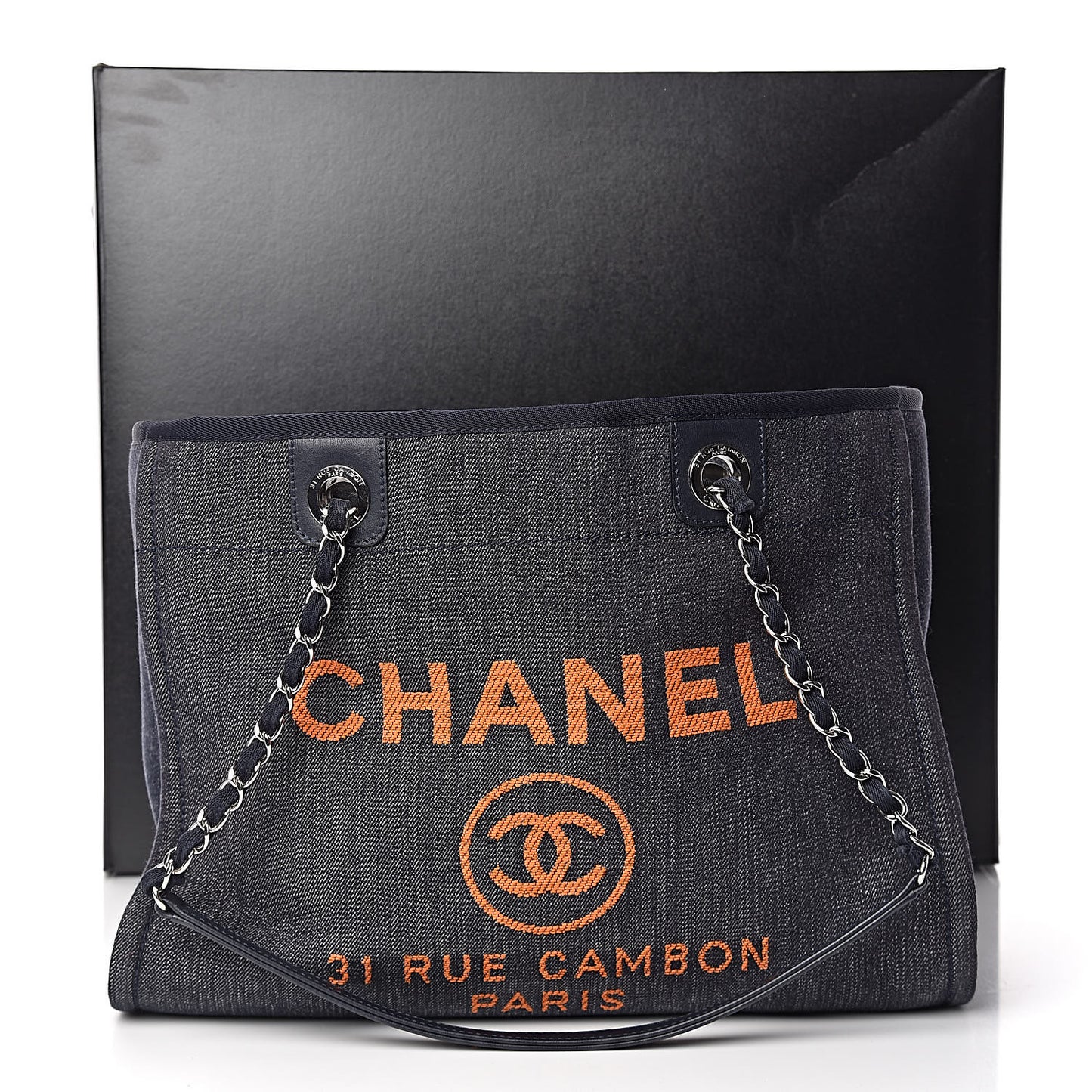 Denim Small Deauville Tote Blue Orange