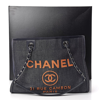 Chanel Denim Small Deauville Tote Blue Orange 11 of 11