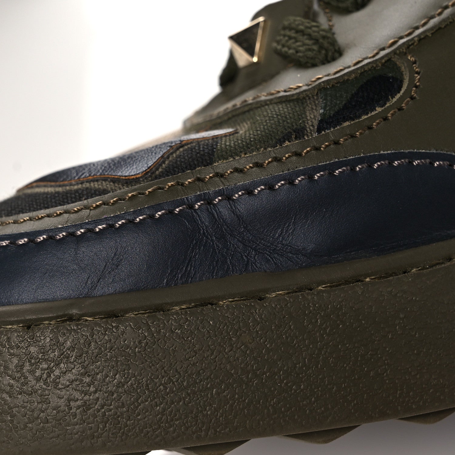 Valentino Garavani Calfskin Canvas Camouflage Rockstud Rock Be Sneakers 37 Olive 11 of 12