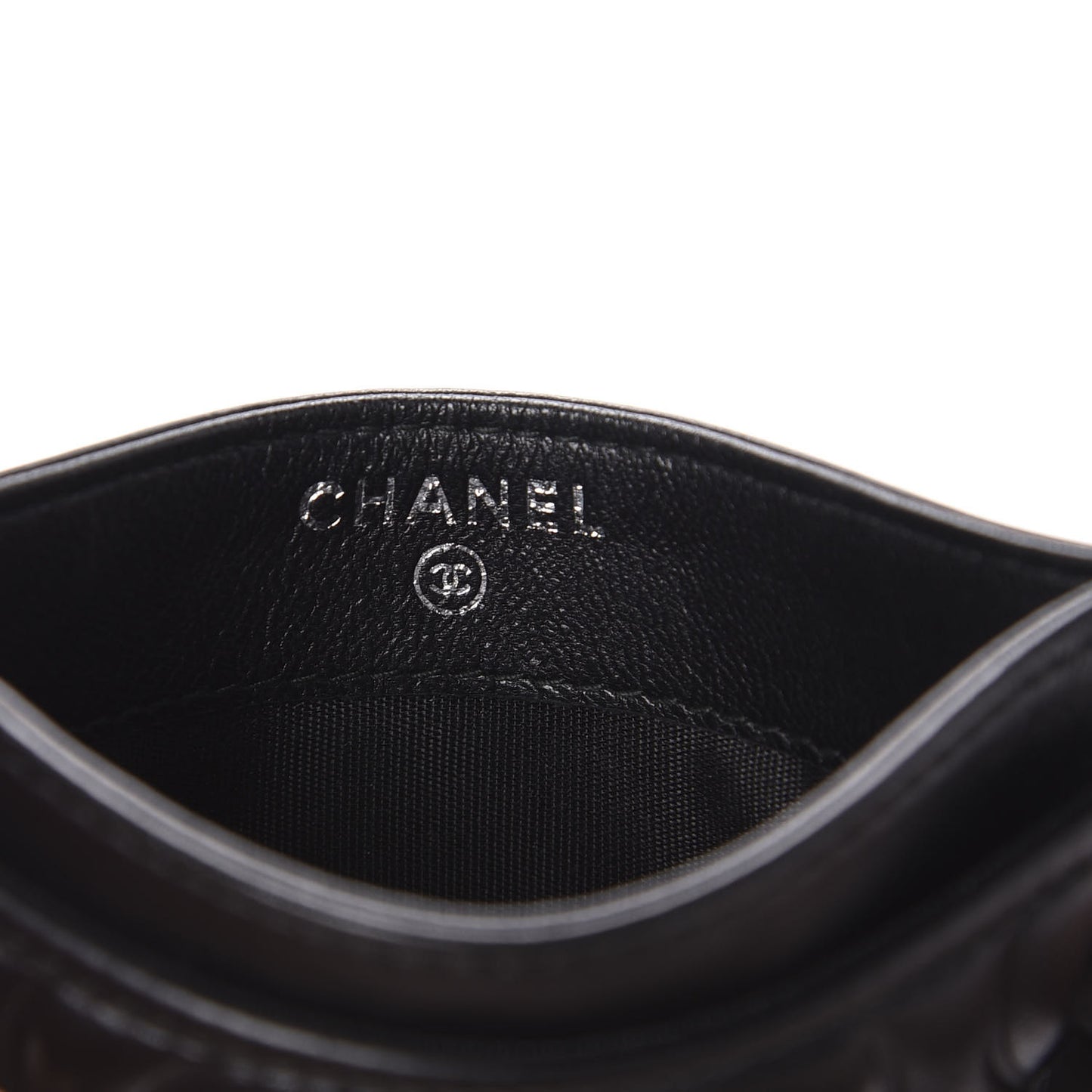 Lambskin Camellia Embossed Card Holder So Black