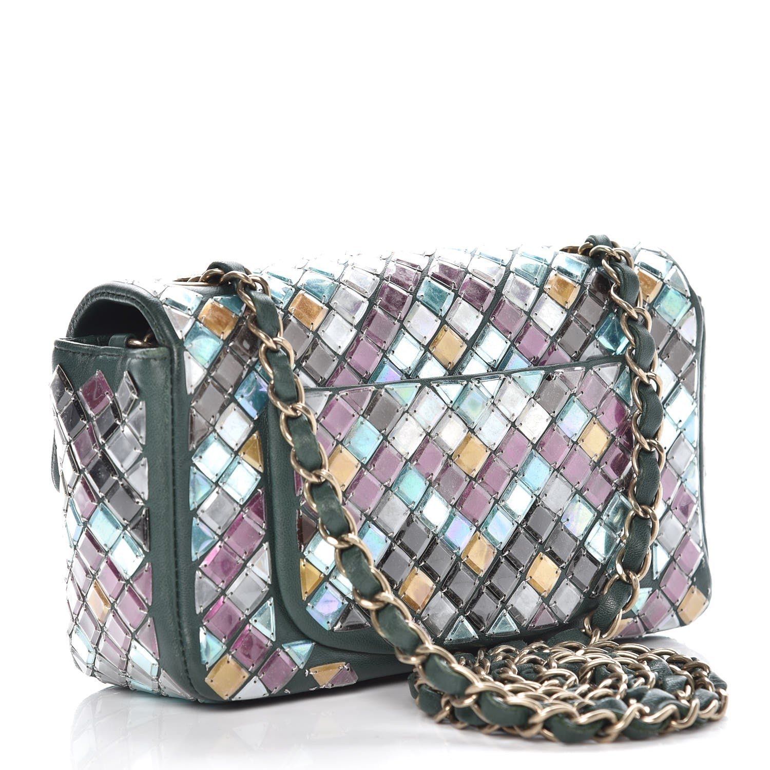Chanel Lambskin Mosaic Small Flap Green Multicolor 3 of 16