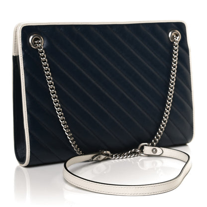 Gucci Azalea Calfskin Matelasse Diagonal Medium Torchon GG Marmont Slim Shoulder Bag Blue Agata Mystic White 3 of 13