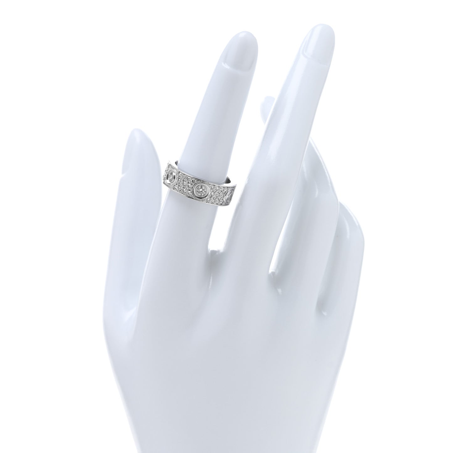 18K White Gold Diamond LOVE Paved Ring 54 7