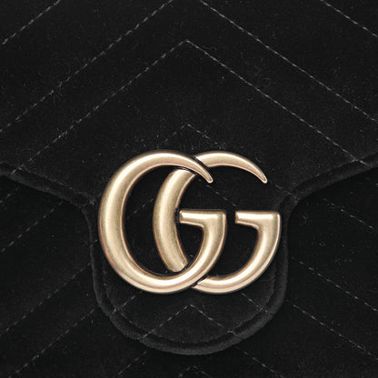 Gucci Velvet Matelasse GG Marmont Chain Wallet Black 10 of 10