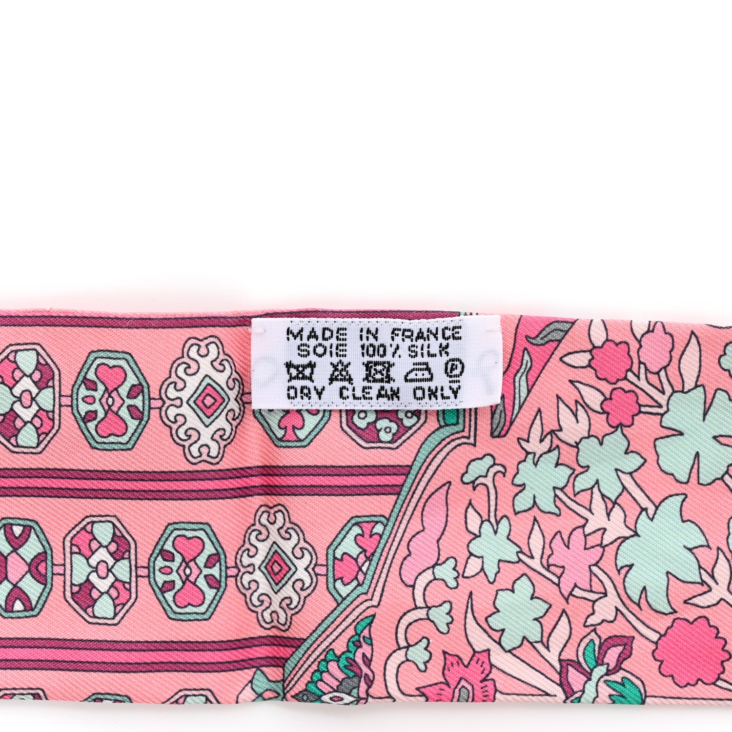 Hermes Silk Tapis Persans Twilly Rose Vert De Eau Creme 3 of 4