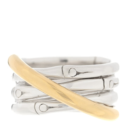 John Hardy Sterling Silver 18k Yellow Gold Crossover Bamboo Ring 54 7 1 of 4