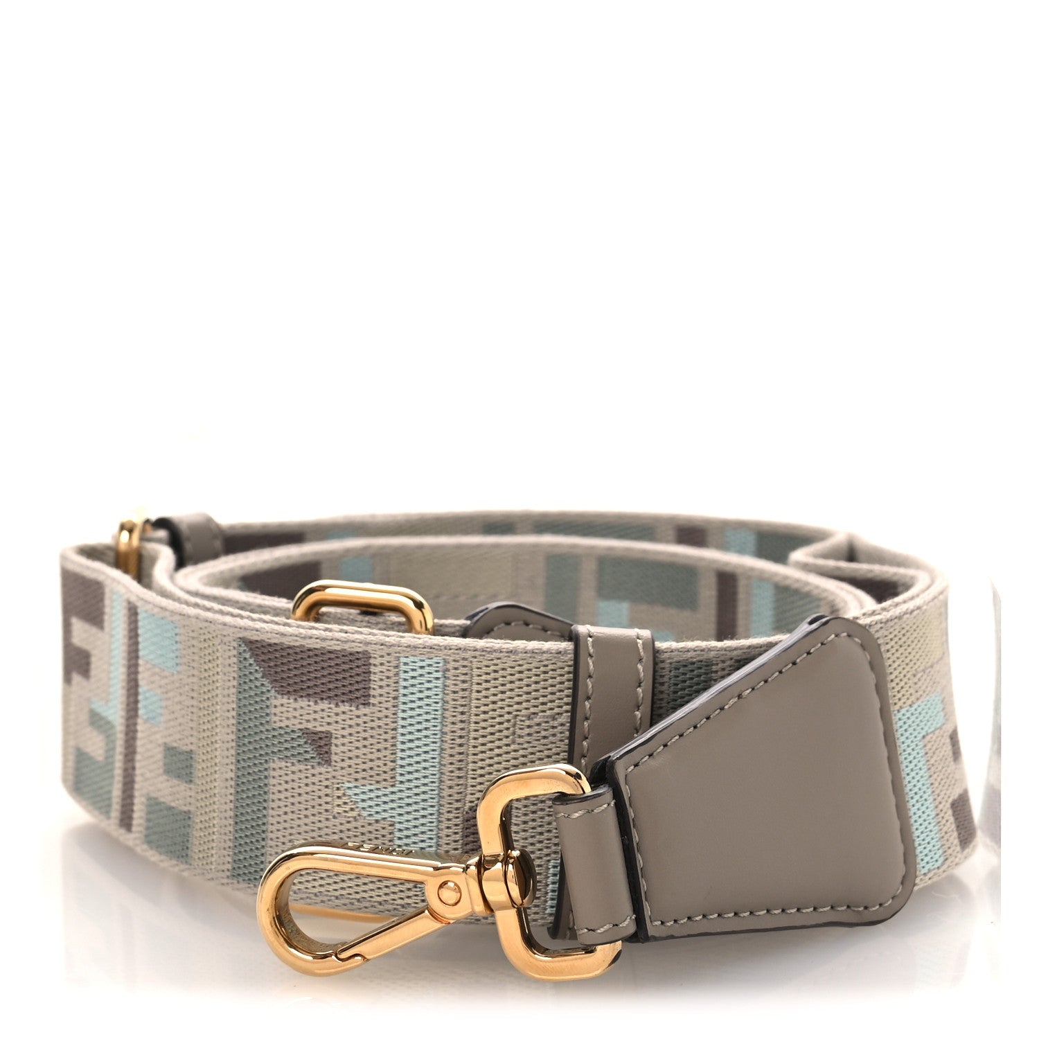 Fendi Jacquard Ribbon Vitello King FF Bi-Color Intreccio Adjustable Strap You Grey Multicolor 1 of 5