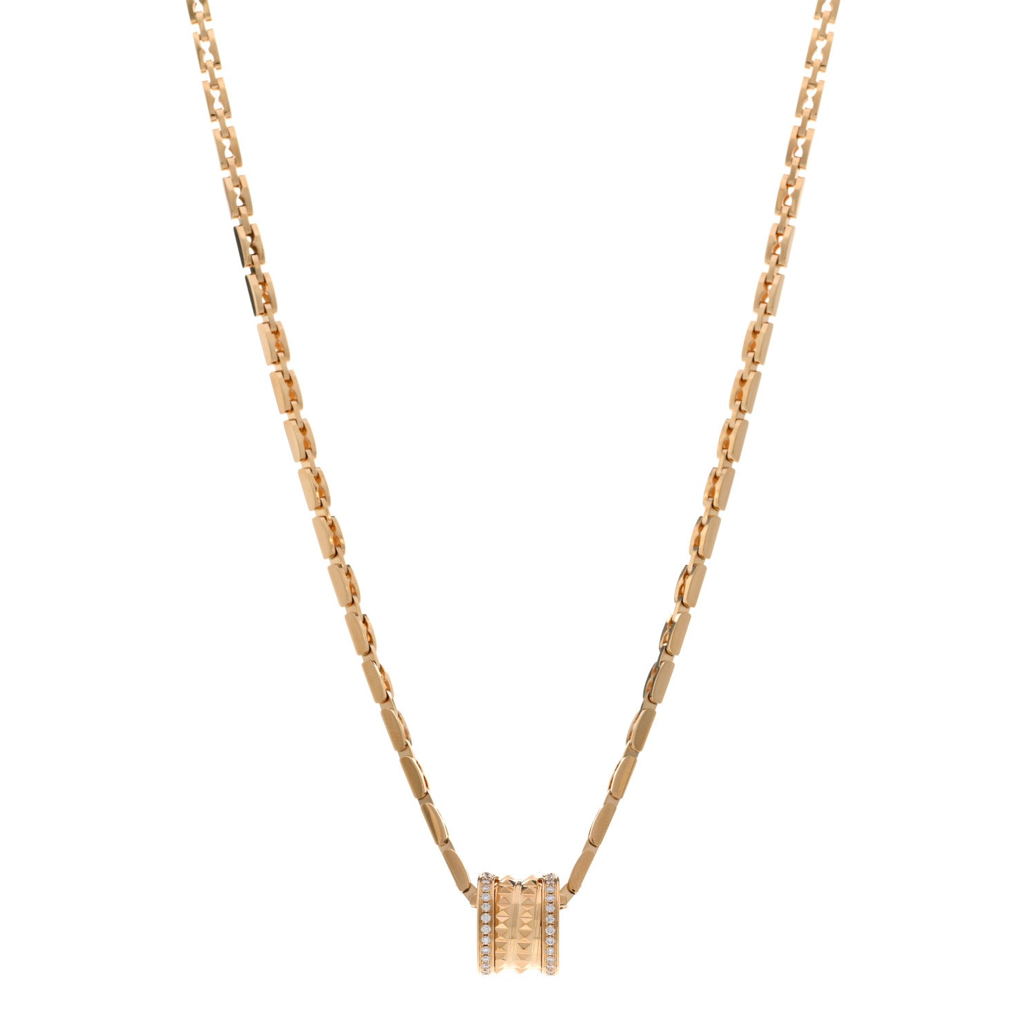 Bulgari 18K Yellow Gold Diamond .29ctw B.Zero1 Rock Pendant Necklace 1 of 5